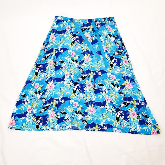 Sag Harbor Blue Floral Flowy Midi Skirt Size Small - Picture 8 of 8